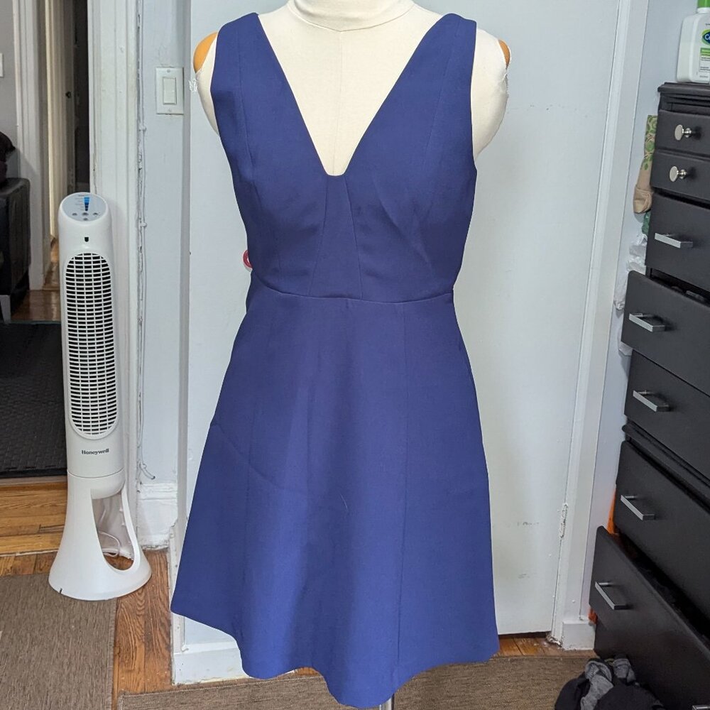 BCBGeneration Women's Blue V-Neck Fit and Flare